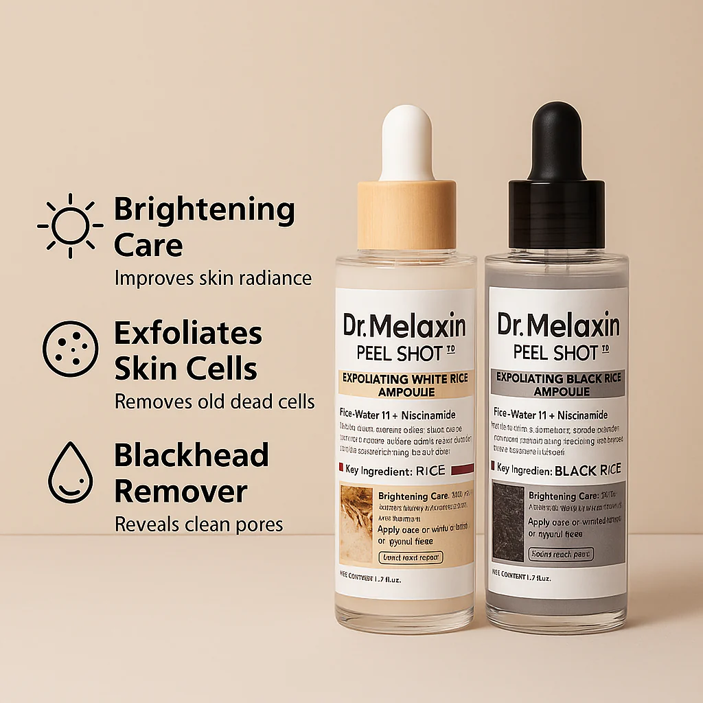 Dr. Melaxin – Reis-Peel-Shot-Duo für Glow & verfeinerte Hauttextur | 1+1 GRATIS