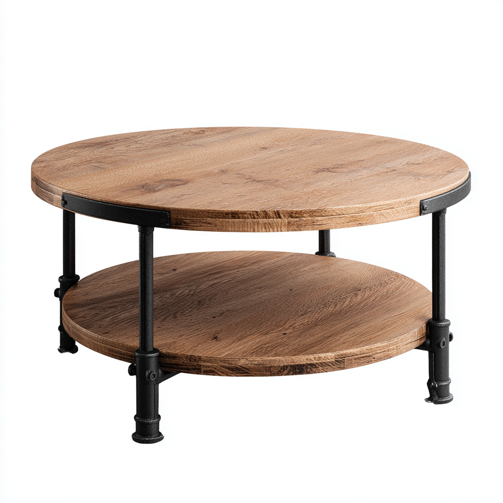 Table basse - Bois-Métal - 78x78x42 cm - Brun-Noir - Style Industriel-Cozyilo