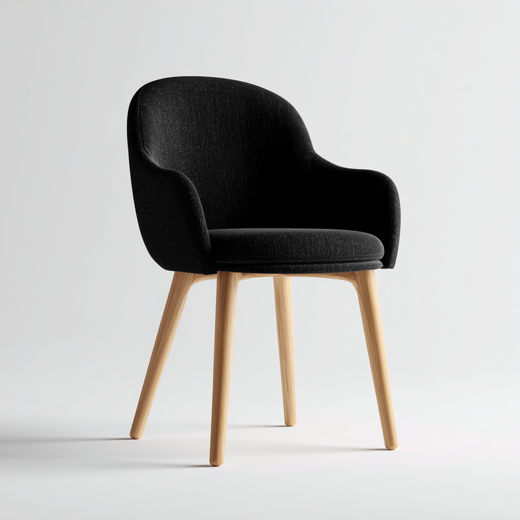 Chaise de salle à manger - tissu-bois - 54x50x84 cm - noir - style moderne-Cozyilo