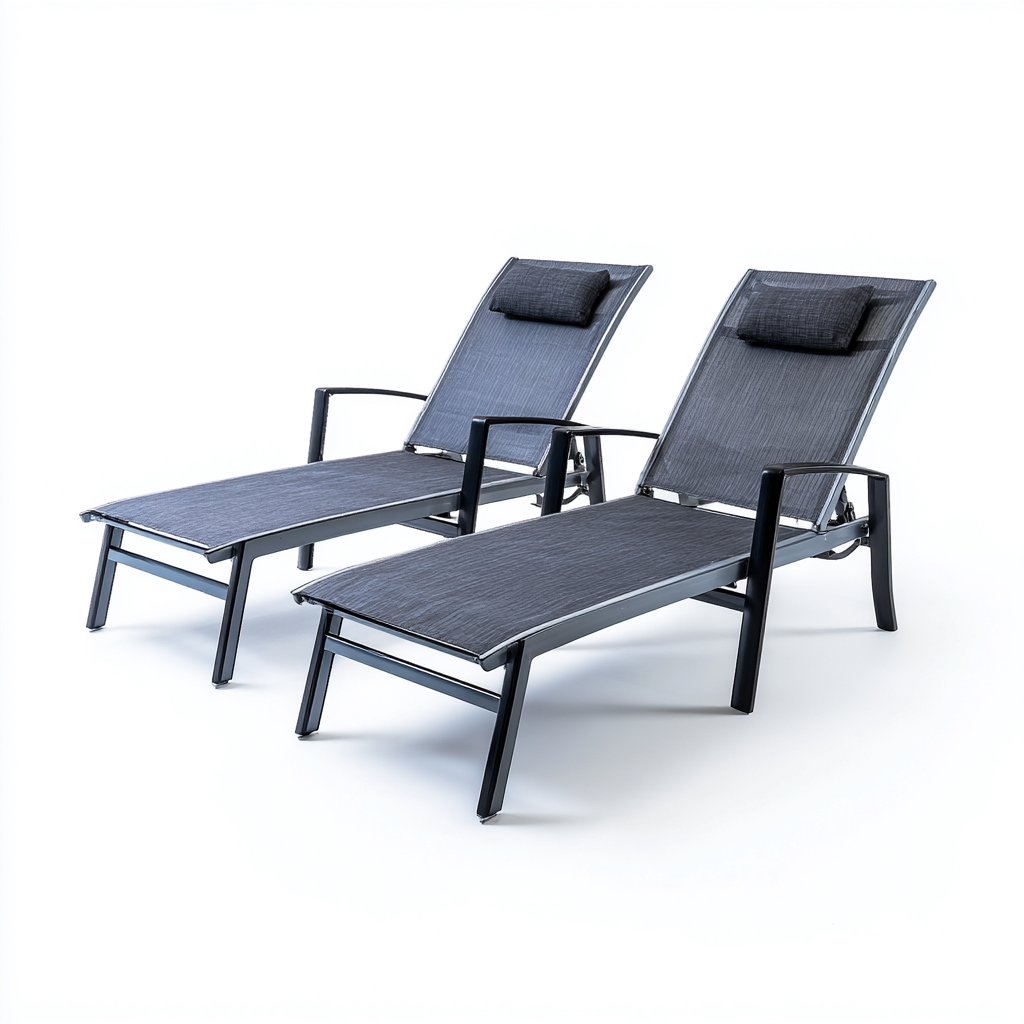 Transat - acier-textilène - 194x70x95 cm - gris-noir - style moderne-Cozyilo