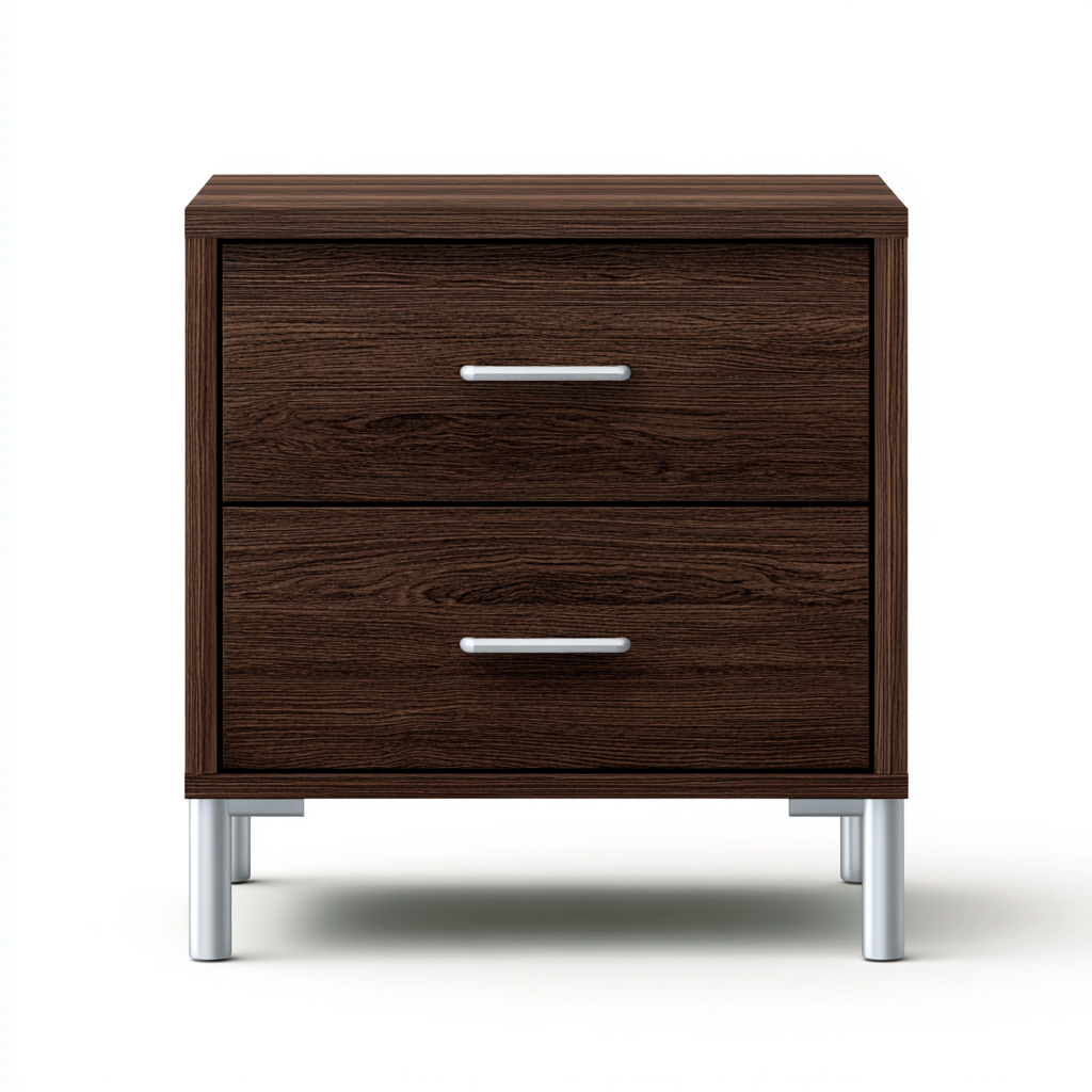 Table de chevet-bois-mdf-métal-45x35x55 cm-noyer-moderne-Cozyilo