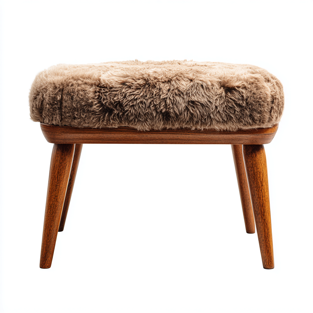 Banc de lit - fourrure synthétique-bois - 78x40x46 cm - brun - style scandinave-Cozyilo