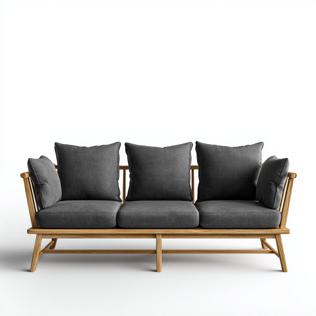 Canapé de jardin-bois-tissu-188x79x88 cm-anthracite-bois naturel-style moderne-Cozyilo