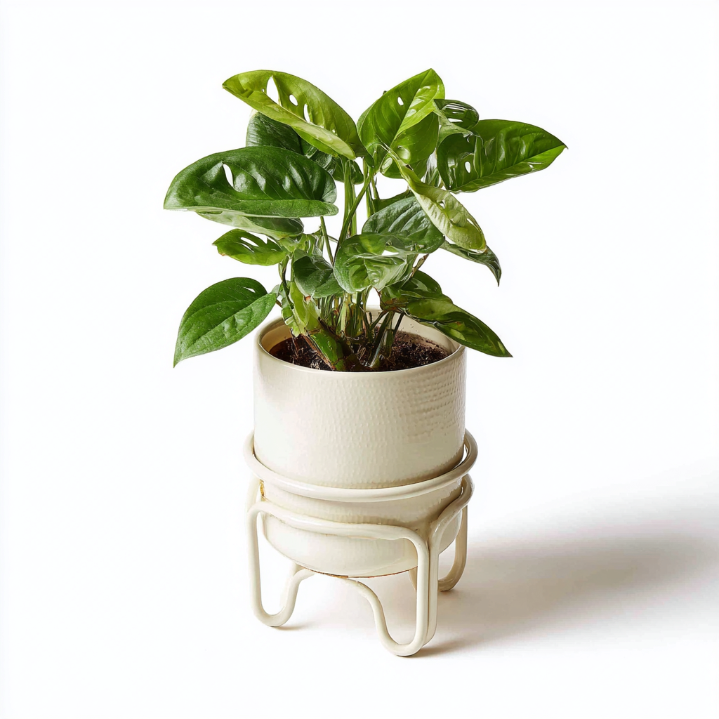 Pots et supports de plantes-céramique-métal-22x22x32cm-blanc-moderne-Cozyilo