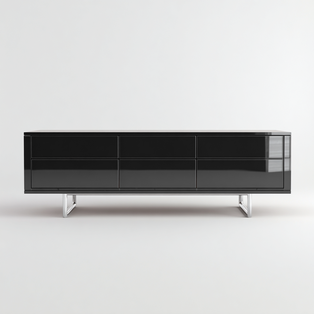 Meuble TV - Bois-Métal - 180x45x55 cm - Noir - Style Moderne-Cozyilo