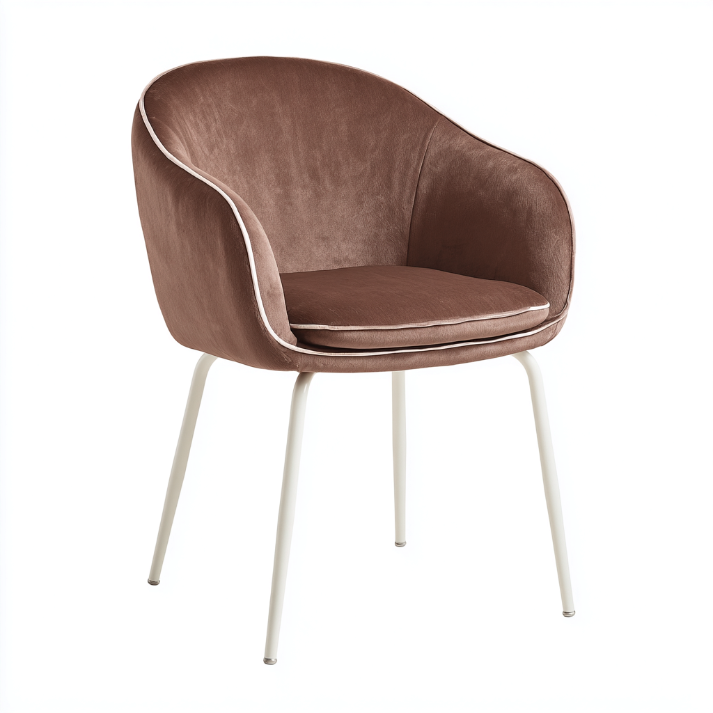 Chaise de salle à manger - velours-métal - 56x52x83 cm - brun-ivoire - style contemporain-Cozyilo