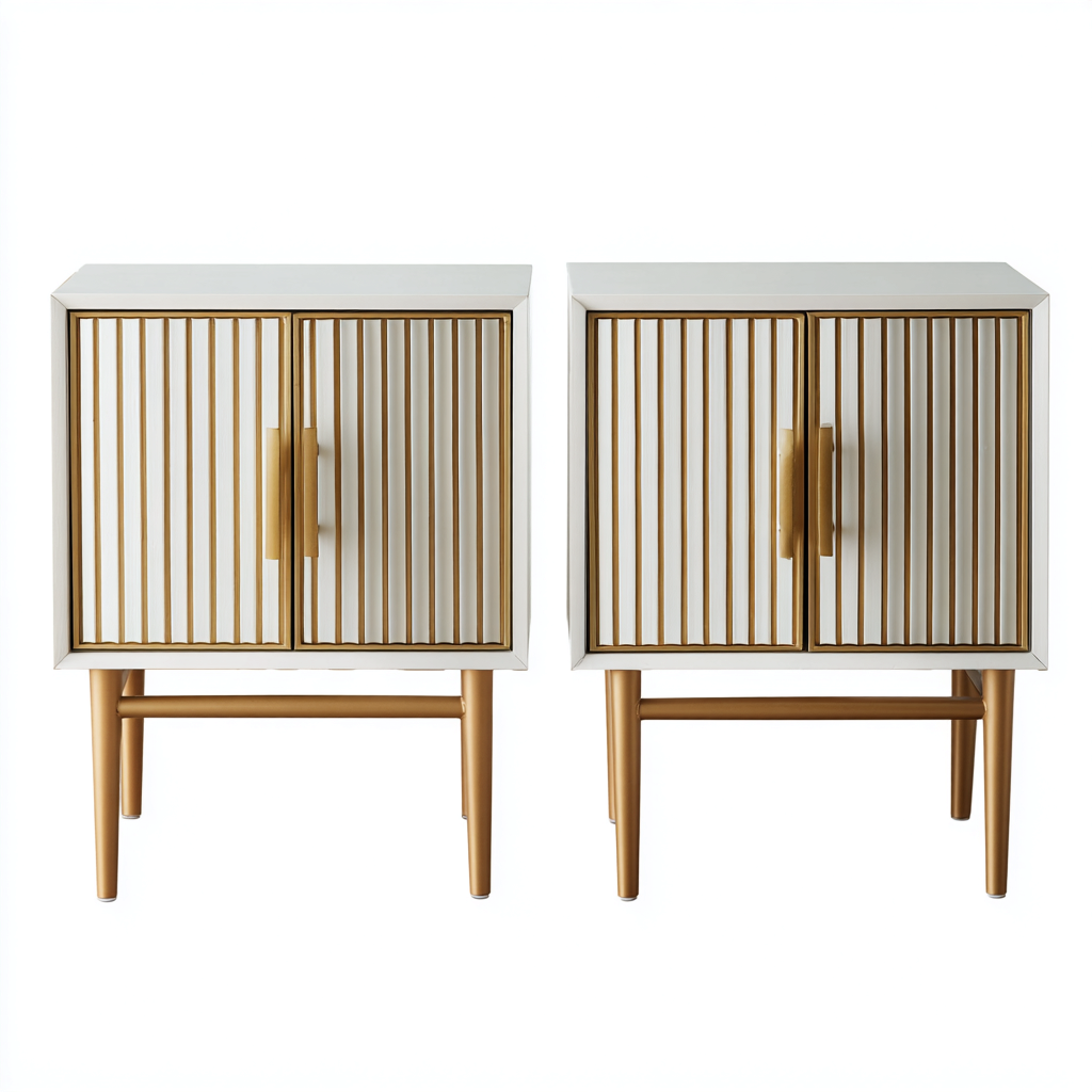 Table de chevet-bois-mdf-50x38x62 cm-blanc-or-contemporain-Cozyilo