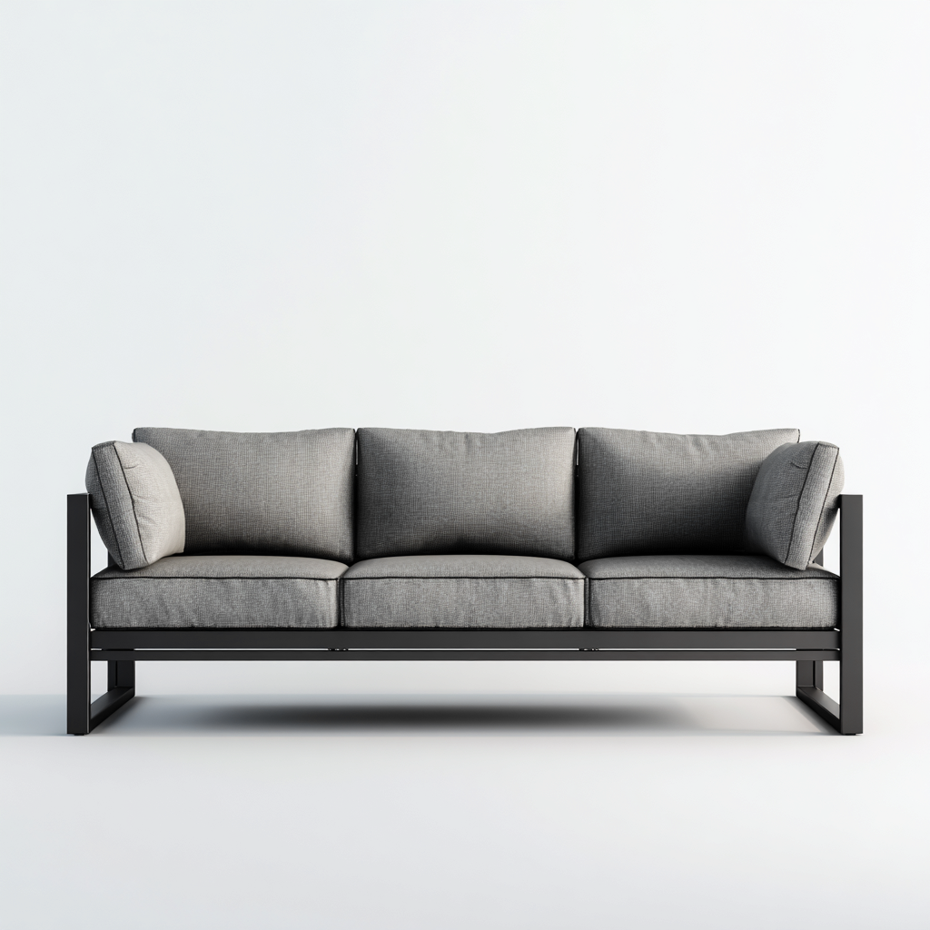 Canapé de jardin-métal-tissu-185x78x82 cm-gris-noir-style moderne-Cozyilo