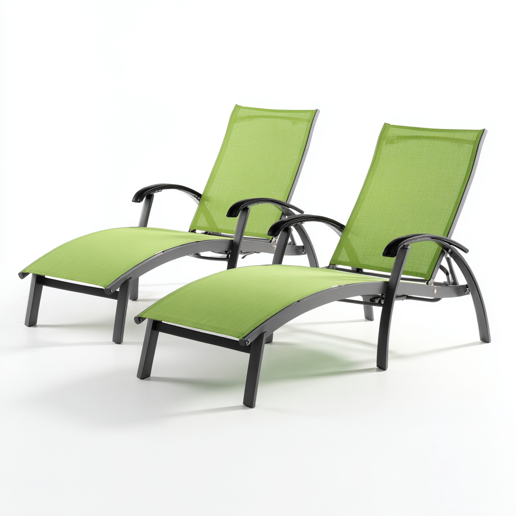 Transat - aluminium-textilène - 188x68x94 cm - vert-noir - style moderne-Cozyilo