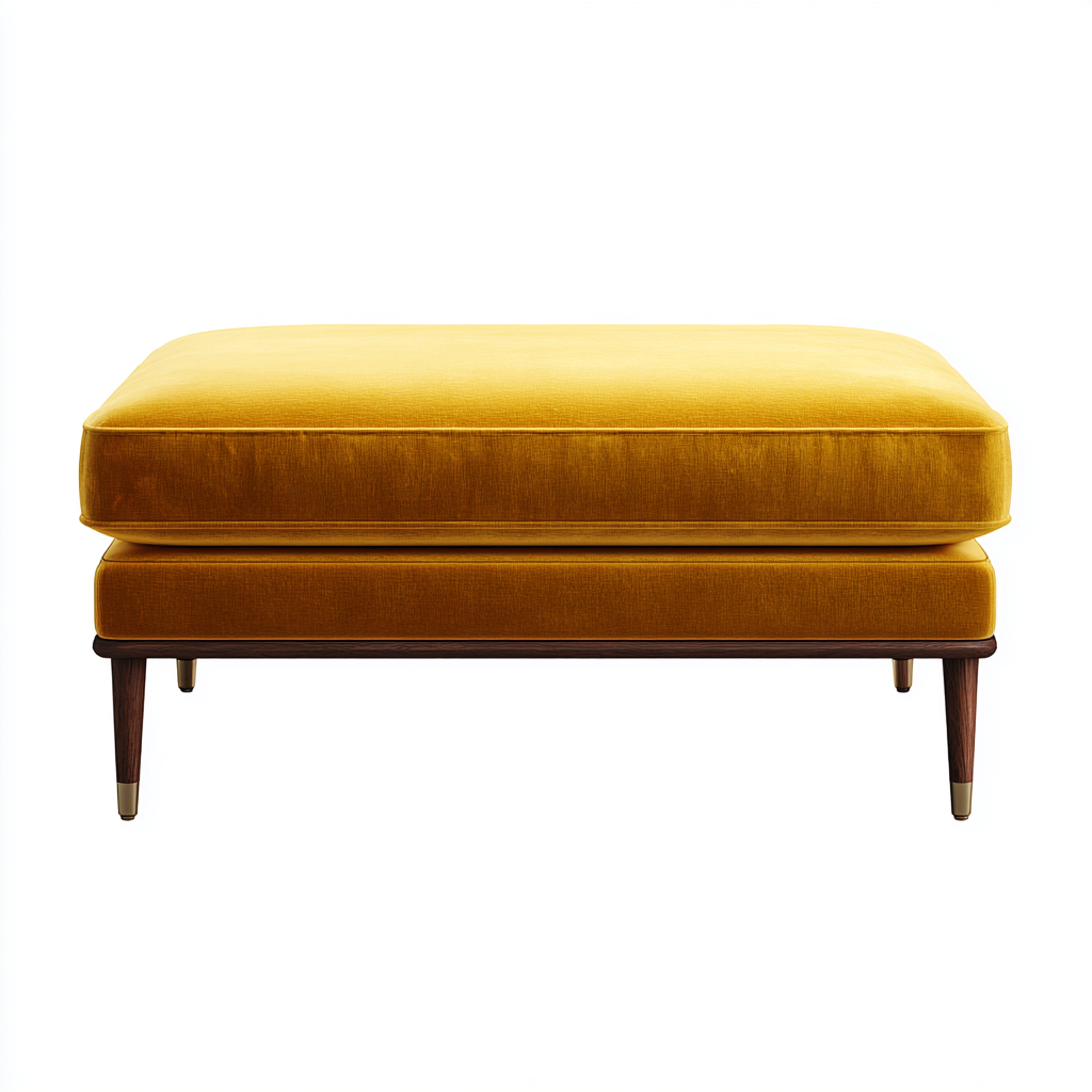 Pouf - Velours-Bois - 90x60x45 cm - Jaune - Style Moderne-Cozyilo