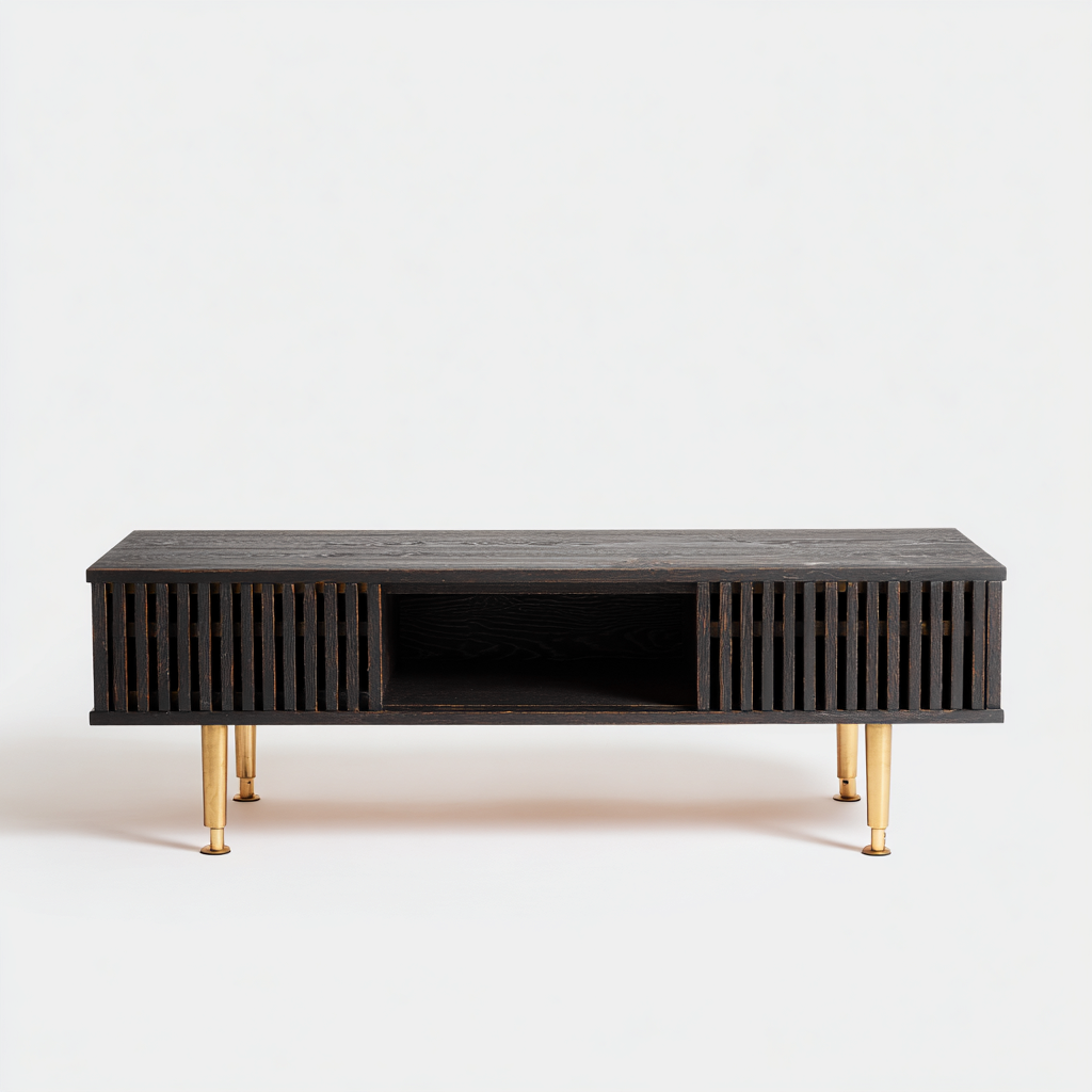 Meuble TV - Bois-Métal - 150x40x45 cm - Noir-Or - Style Moderne-Cozyilo