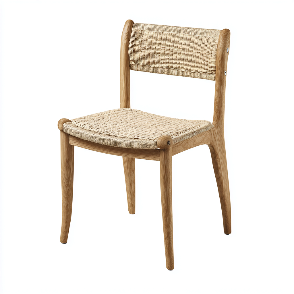 Chaise de salle à manger - rotin-bois - 47x45x79 cm - naturel - style scandinave-Cozyilo