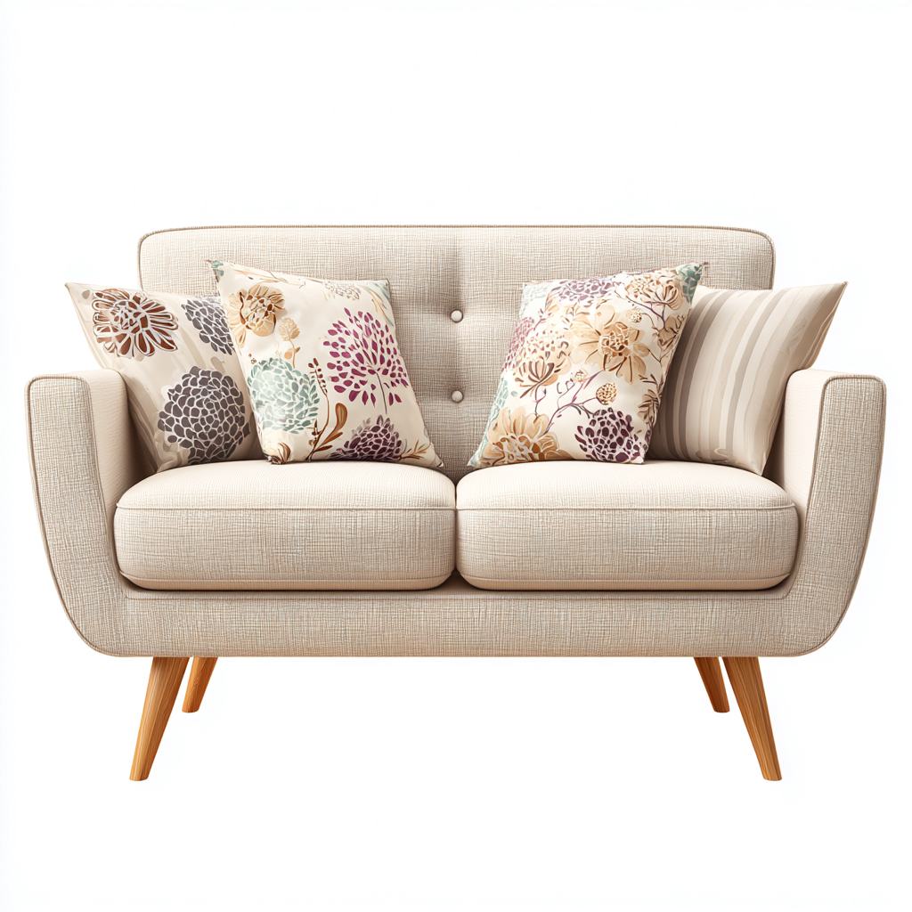 Canapé droit - Tissu - 148x82x88 cm - Beige - Moderne-Cozyilo