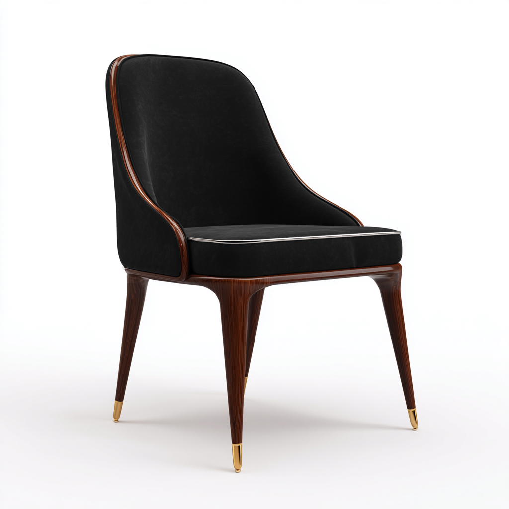 Chaise de salle à manger - similicuir-bois-métal - 52x48x87 cm - noir - style contemporain-Cozyilo