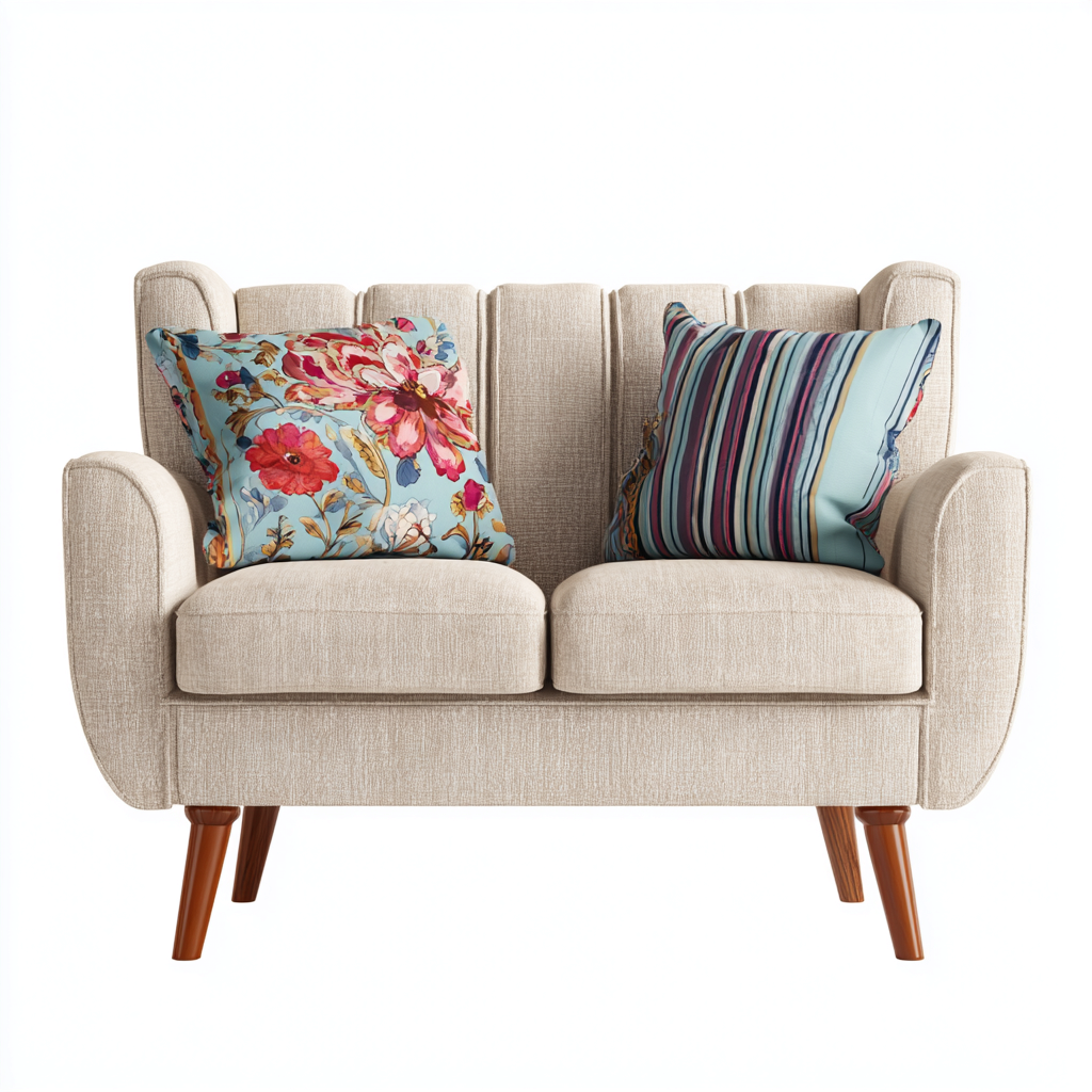 Canapé droit - Tissu - 140x80x90 cm - Beige - Moderne-Cozyilo