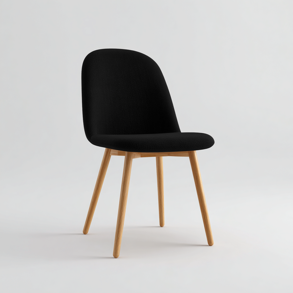 Chaise de salle à manger - tissu-bois - 49x45x80 cm - noir - style moderne-Cozyilo