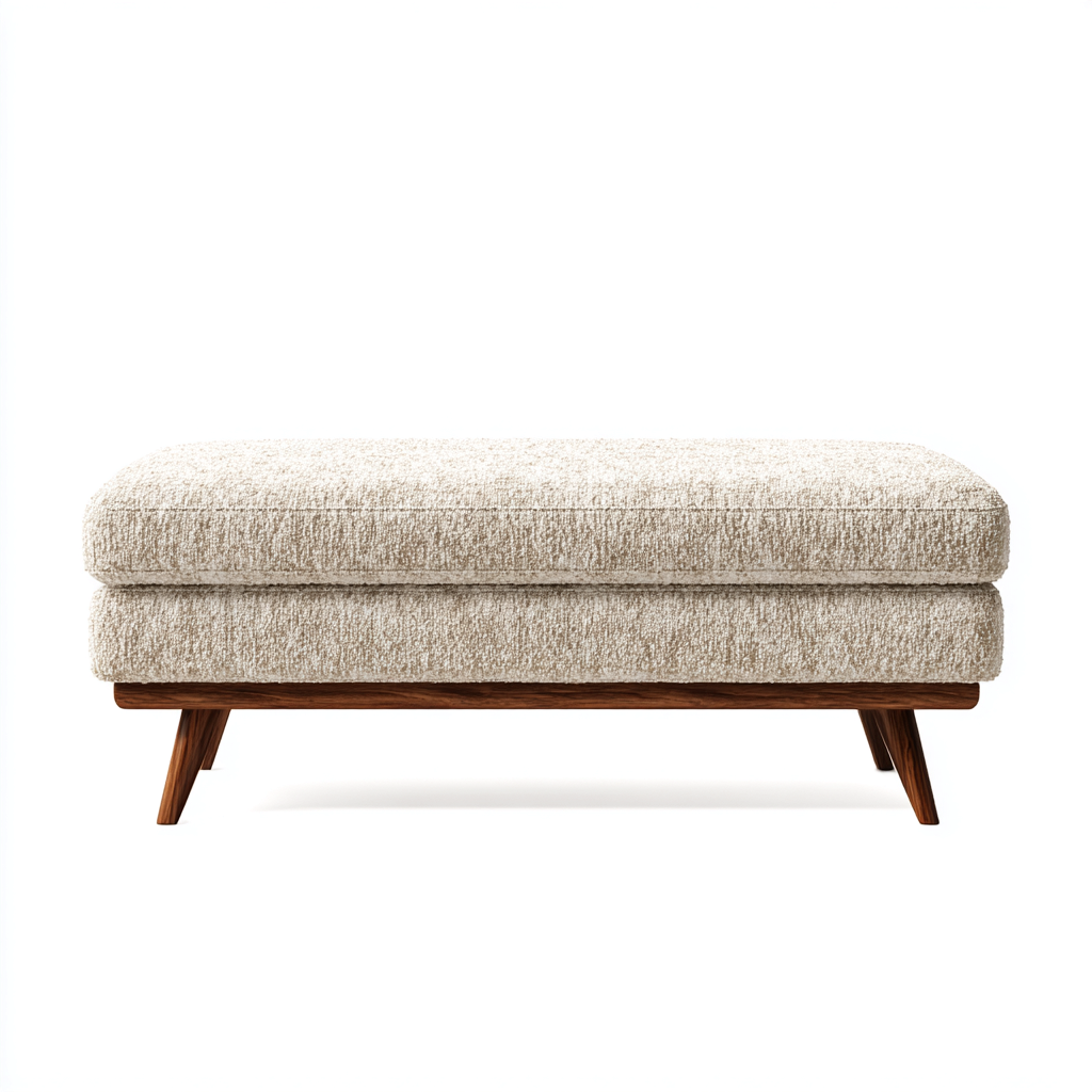 Banc de lit - tissu-bois - 115x45x48 cm - beige - style moderne-Cozyilo