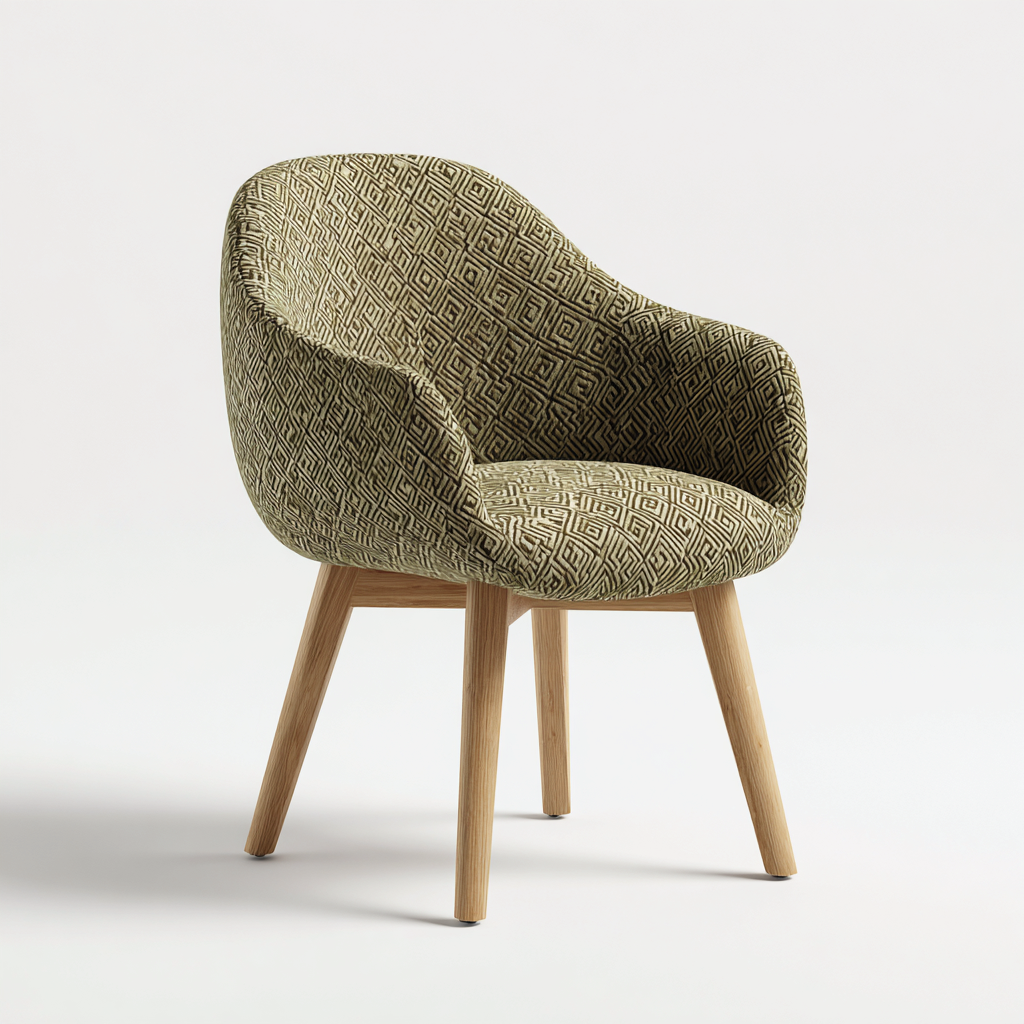 Chaise de salle à manger - tissu-bois - 55x53x84 cm - vert olive - style contemporain-Cozyilo