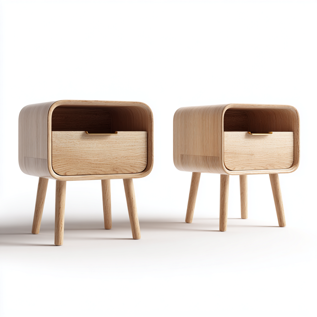 Table de chevet-bois-mdf-46x35x56 cm-chêne-nordique-Cozyilo