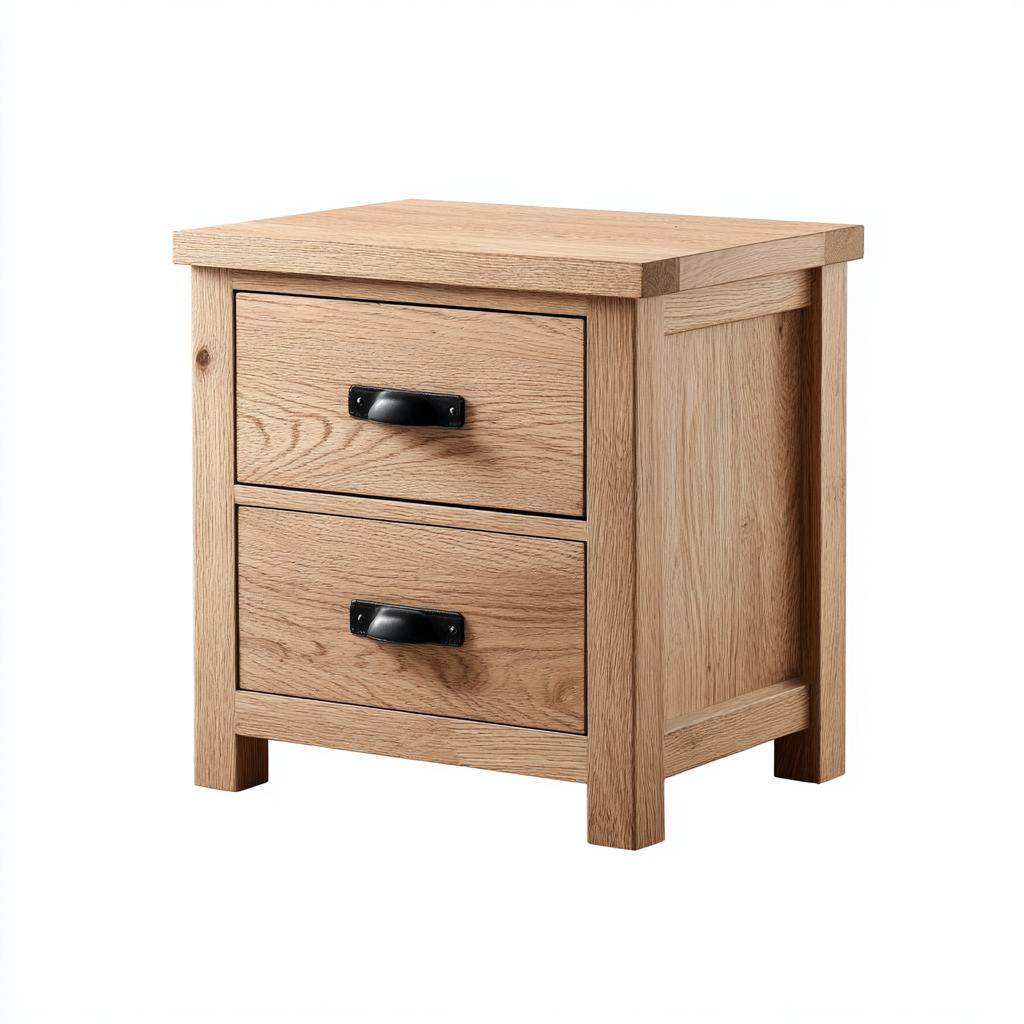 Table de chevet-bois-massif-48x38x58 cm-chêne-rustique-Cozyilo