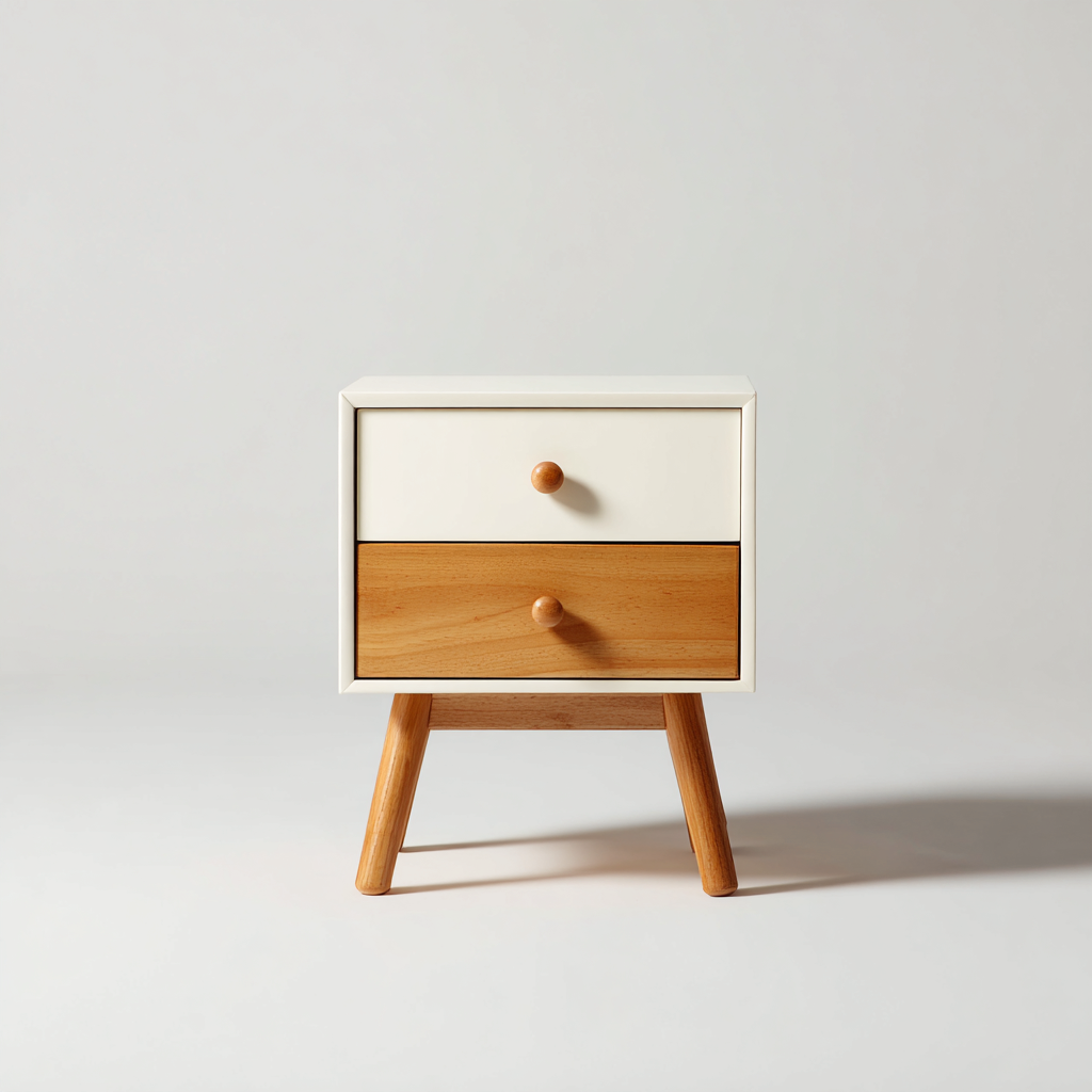 Table de chevet-bois-mdf-43x34x55 cm-blanc-bois-nordique-Cozyilo