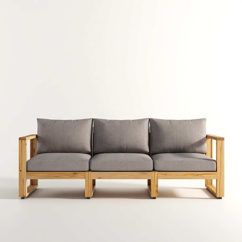 Canapé de jardin-bois-tissu-188x76x83 cm-gris-bois naturel-style moderne-Cozyilo