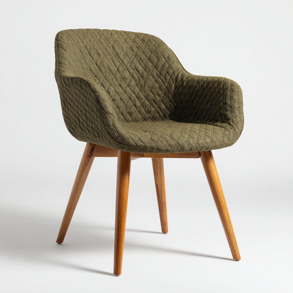 Chaise de salle à manger - tissu matelassé-bois - 56x54x85 cm - vert olive - style contemporain-Cozyilo