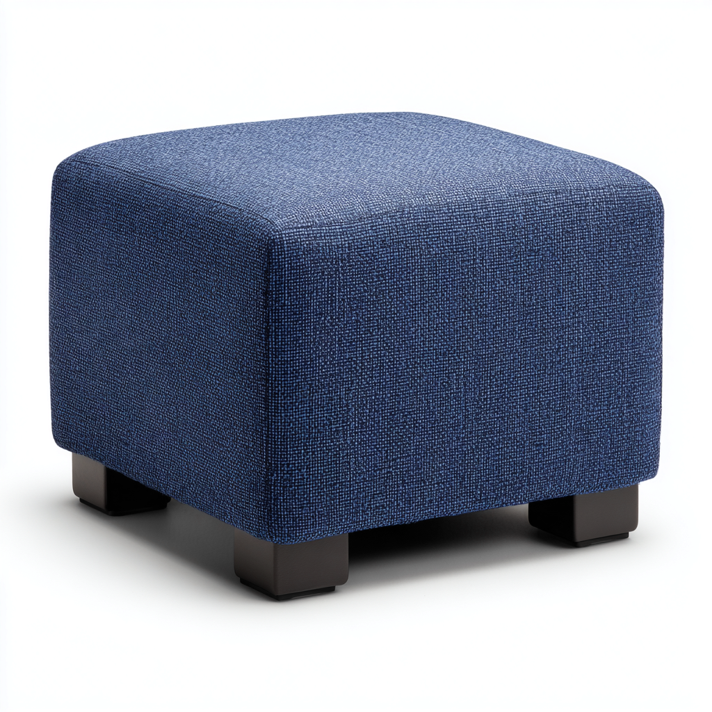 Pouf - Tissu-Bois - 40x40x45 cm - Bleu - Style Moderne-Cozyilo