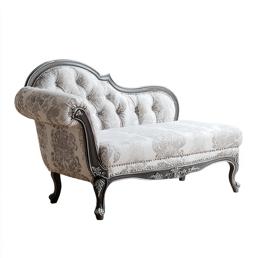 Chaise longue - Tissu-Bois - 165x70x90 cm - Gris clair - Style baroque capitonné-Cozyilo