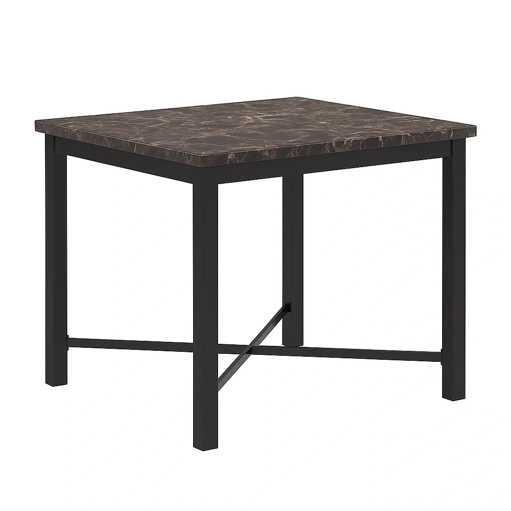 Table en marbre artificiel et métal 80x80x75 cm marron/noir-Mobitroa