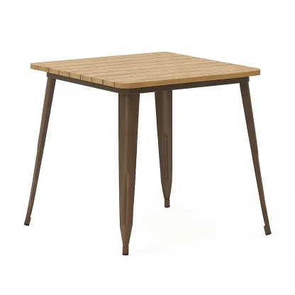 Table carrée extérieure en bois et métal 80x80x73 cm-Mobitroa