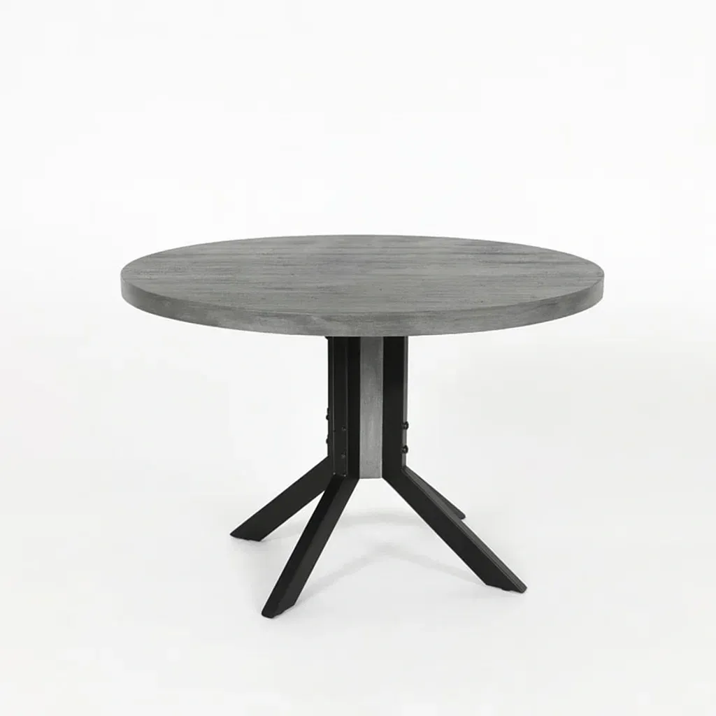 Table ronde en bois et métal noir-Mobitroa