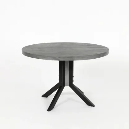 Table ronde en bois et métal noir-Mobitroa