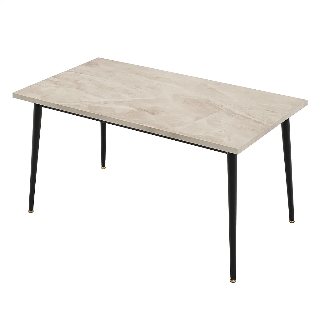 Table en céramique et métal beige/noir-Mobitroa