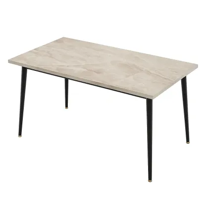 Table en céramique et métal beige/noir-Mobitroa