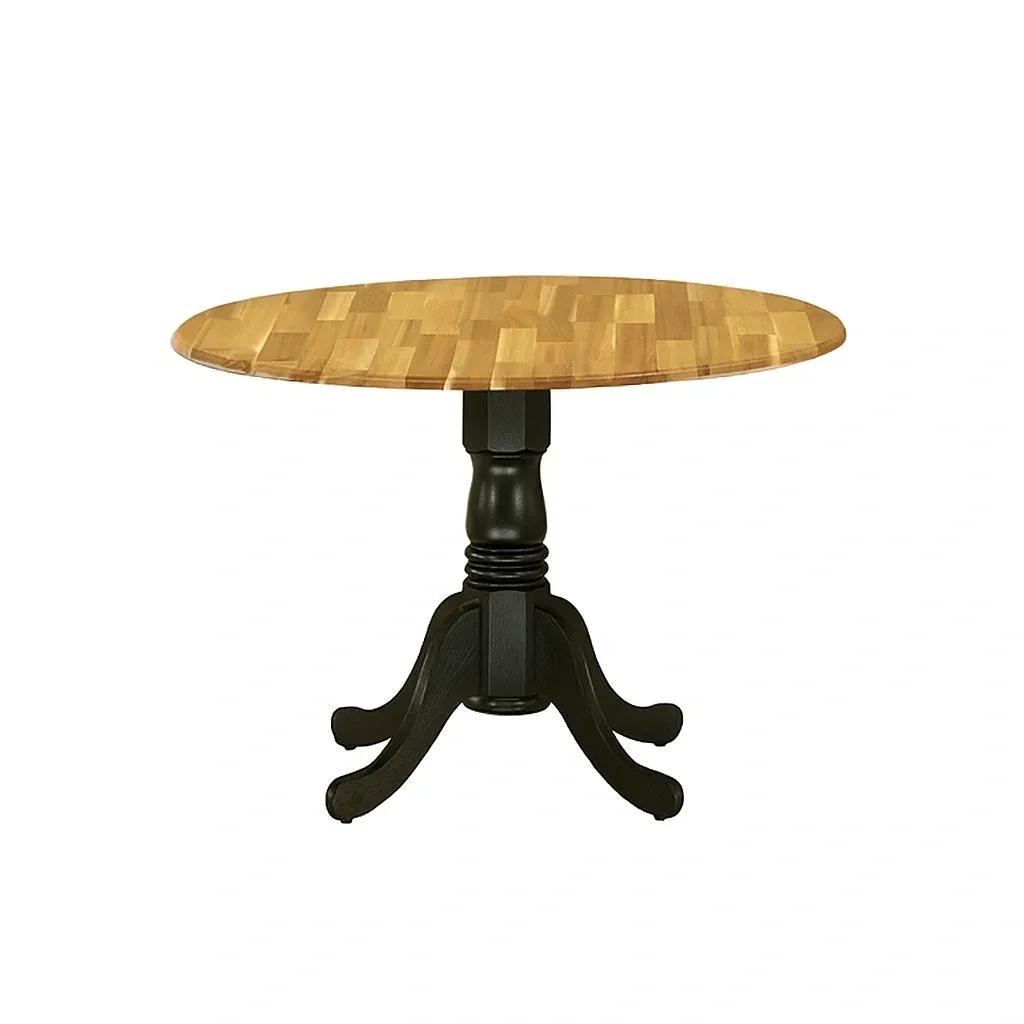 Table ronde en bois massif chêne/noir-Mobitroa
