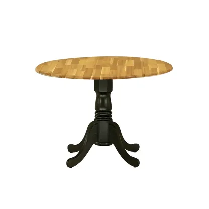 Table ronde en bois massif chêne/noir-Mobitroa