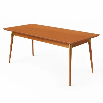 Table rectangulaire en bois massif avec détails en métal 180x90x75 cm-Mobitroa