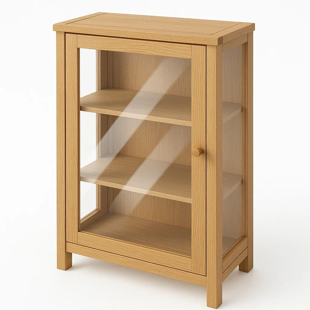 Vitrine d'exposition en bois et verre trempé 80x35x110 cm-Mobitroa