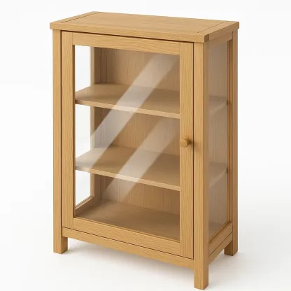 Vitrine d'exposition en bois et verre trempé 80x35x110 cm-Mobitroa