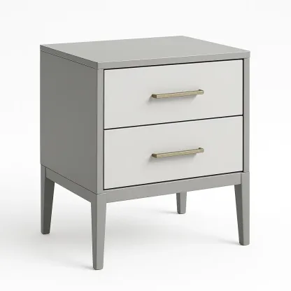 Table de chevet en MDF bois avec 2 tiroirs gris/blanc-Mobitroa