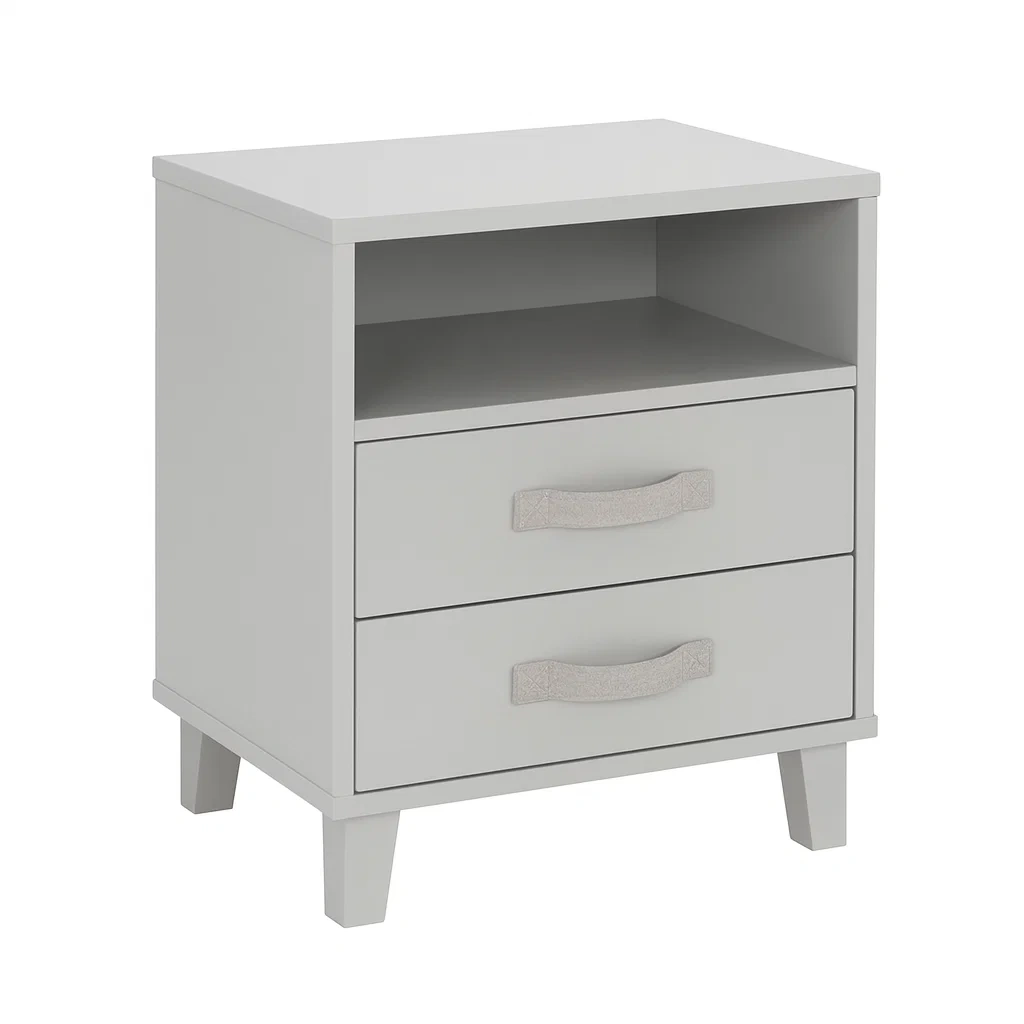 Table de chevet en MDF gris avec tiroirs-Mobitroa