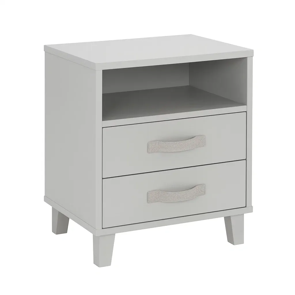 Table de chevet en MDF gris avec tiroirs-Mobitroa