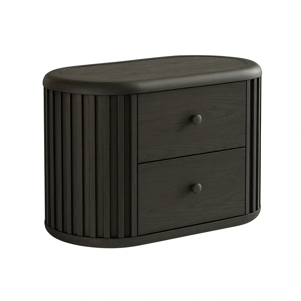 Table de chevet en bois avec 2 tiroirs noir-Mobitroa