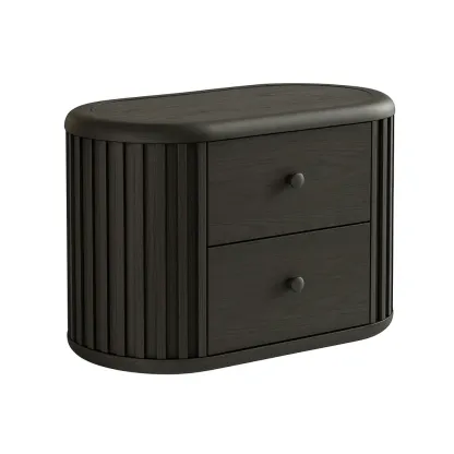 Table de chevet en bois avec 2 tiroirs noir-Mobitroa