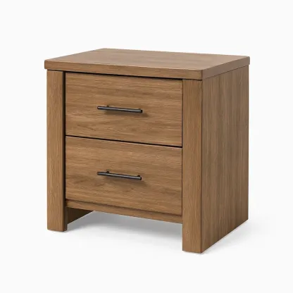 Table de chevet en bois avec 2 tiroirs-Mobitroa