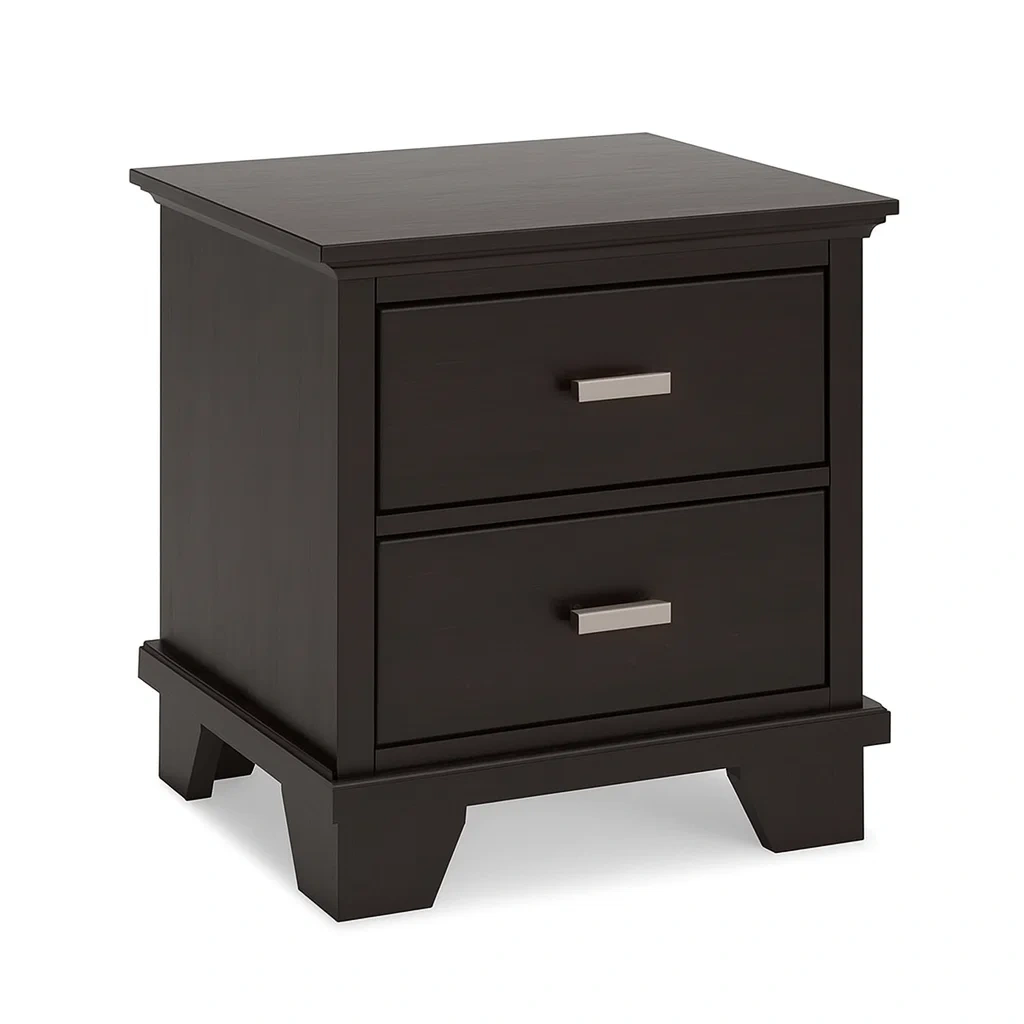 Table de chevet en bois avec 2 tiroirs marron 60x40x50 cm-Mobitroa