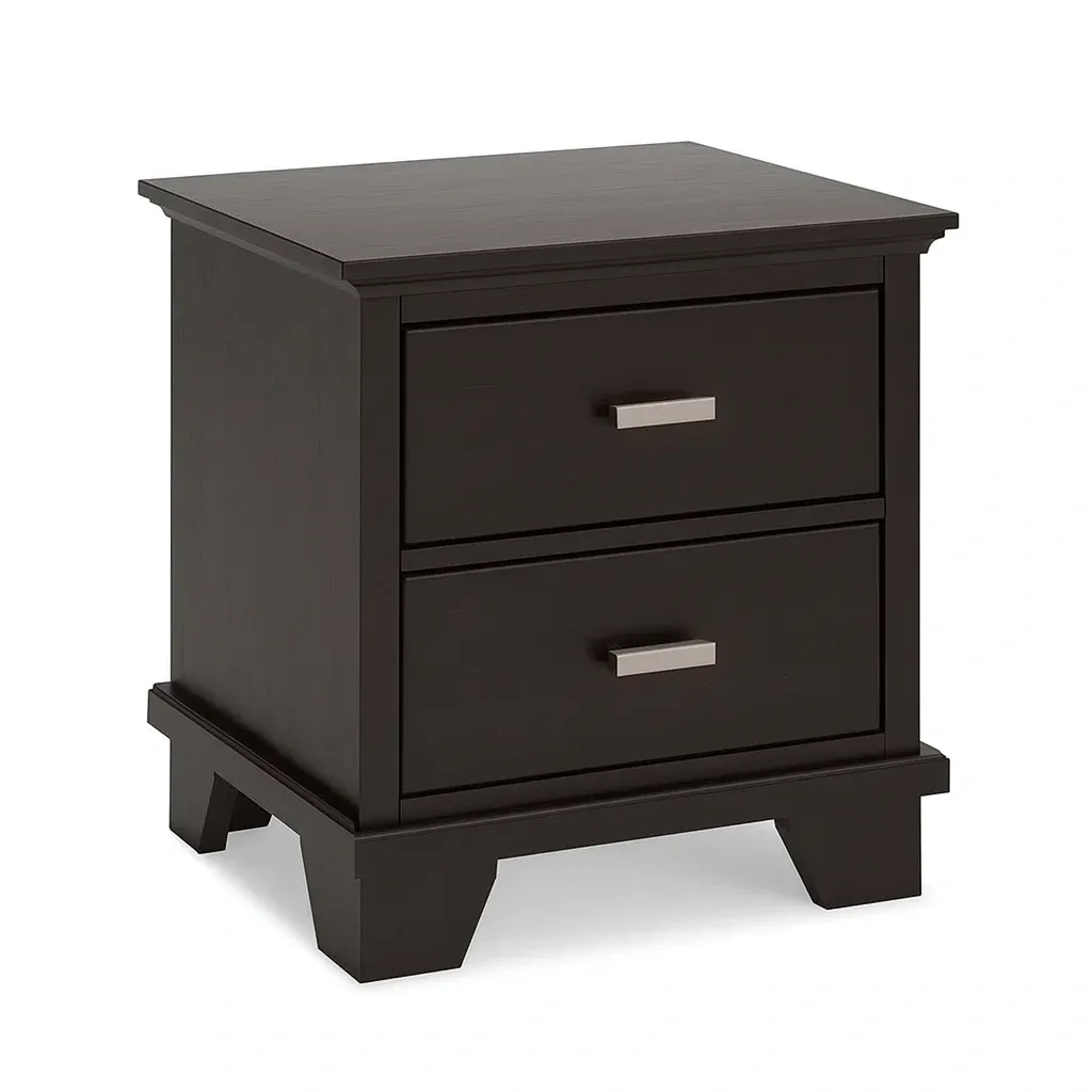 Table de chevet en bois avec 2 tiroirs marron 60x40x50 cm-Mobitroa