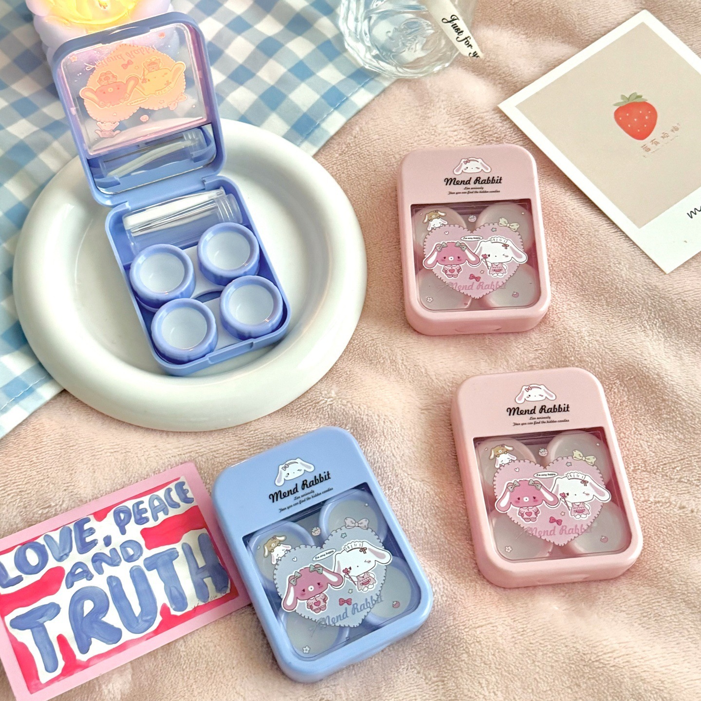 Heartful Mend Rabbit Coloured Contact Lens Case