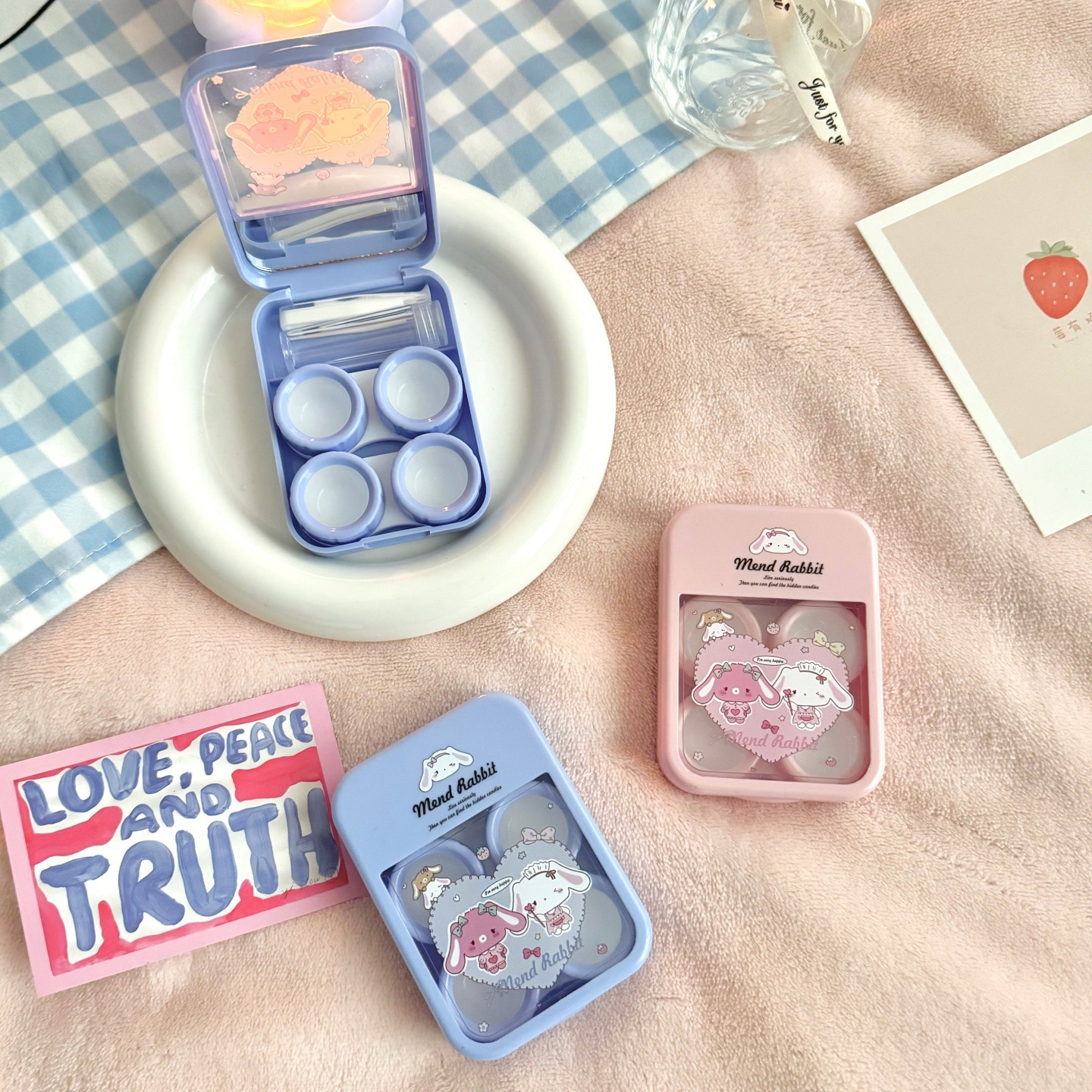 Heartful Mend Rabbit Coloured Contact Lens Case